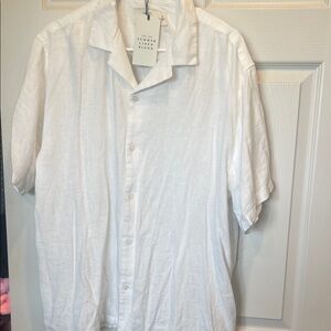 Men's Abercrombie White Linen Blend Shirt